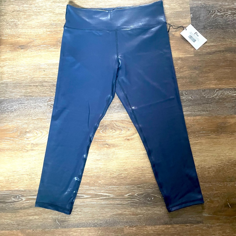 Navy Metallic Plus light and tight high rise 7/8 NWT